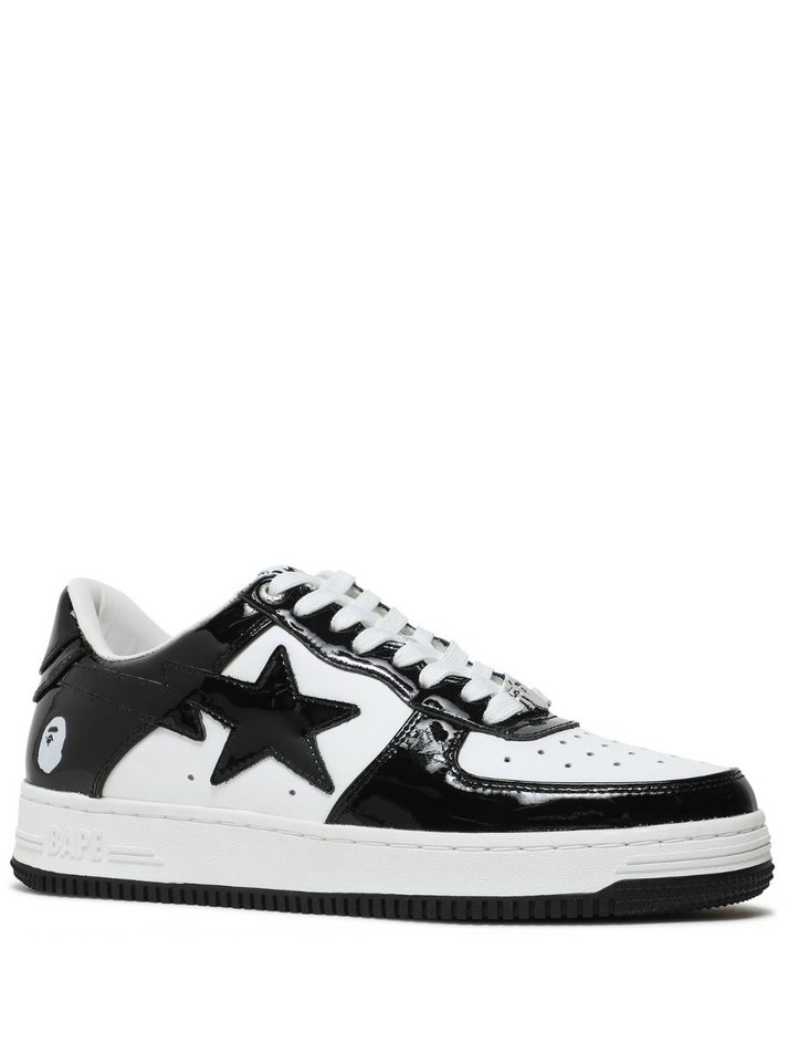 Bathing Ape Bapesta Patent Leather Black White Sneaker