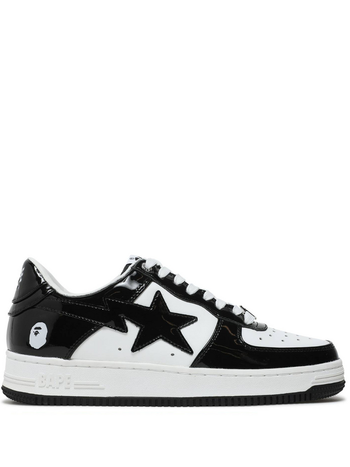 Bathing Ape Bapesta Patent Leather Black White Sneaker