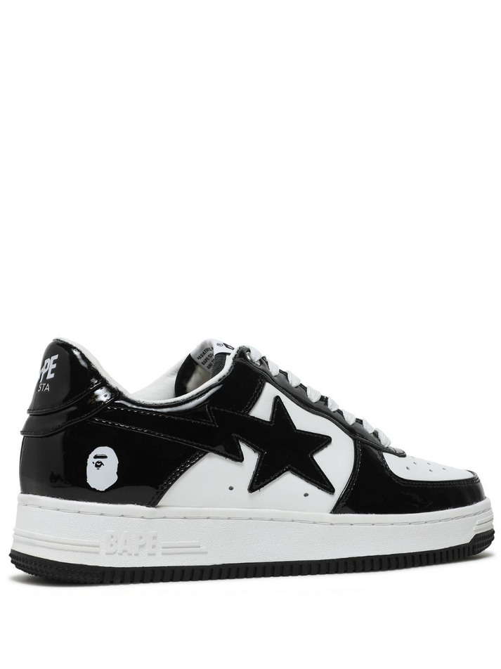 Bathing Ape Bapesta Patent Leather Black White Sneaker