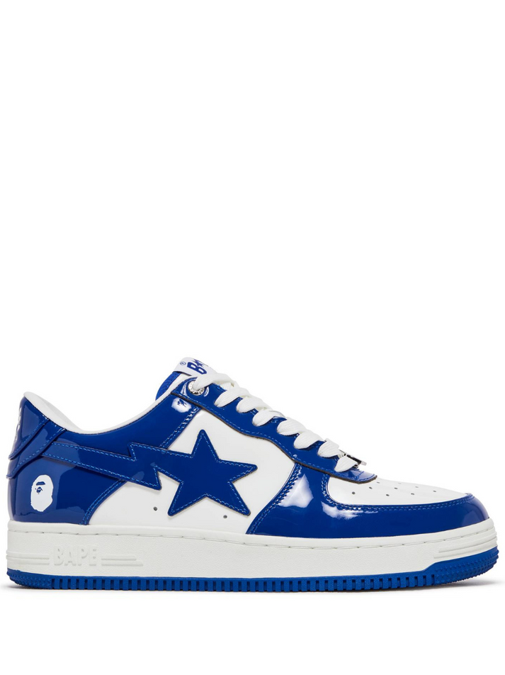 A Bathing Ape Bape Sta Patent Leather White Blue Sneaker