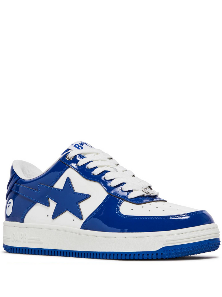A Bathing Ape Bape Sta Patent Leather White Blue Sneaker